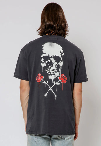 Religion Skull Stencil T-Shirt Black