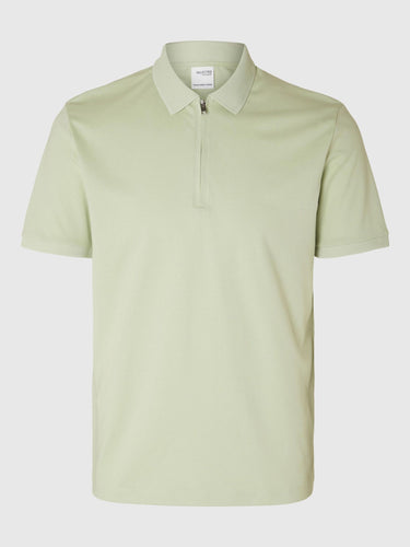 Selected Homme Fave Zip Polo Top Light Green