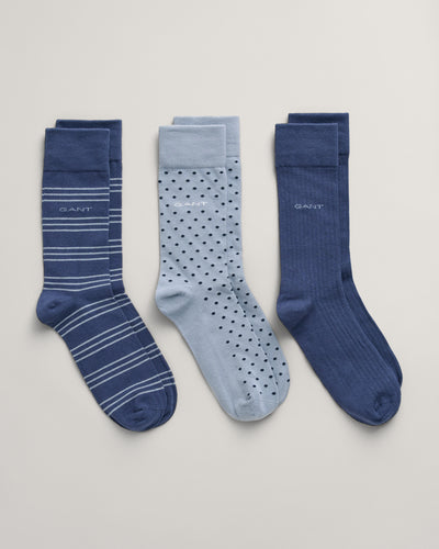 Gant Stripe Dot Rib Socks Sea Blue