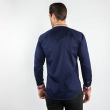 Load image into Gallery viewer, Claudio Lugli Plain Shirt With Stripe Collar Navy