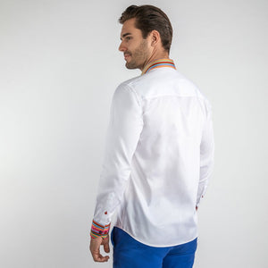 Claudio Lugli Plain Shirt With Stripe Collar White