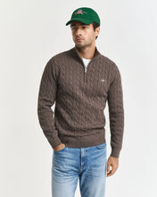 Load image into Gallery viewer, Gant Cotton Cable Knit Half Zip Jumper Seawood Melange