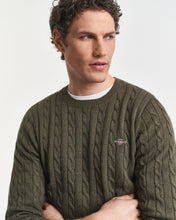 Load image into Gallery viewer, Gant Cotton Cable Knit Jumper Khaki Green