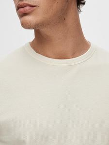 Selected Homme Textured T-Shirt Off White