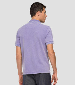 Replay Garment Dyed Pique Polo Lilac