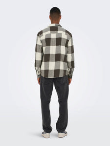 Only & Sons Milo Check Overshirt Brown