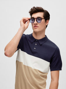 Selected Homme Mattis Knitted Polo Top Navy