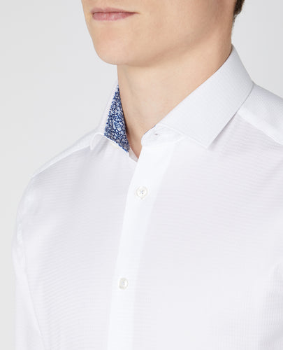 Remus Uomo Textured Plain Shirt White