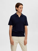 Load image into Gallery viewer, Selected Homme Teller Knitted Polo Top Navy