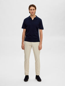 Selected Homme Teller Knitted Polo Top Navy