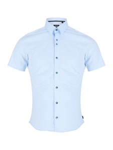 Remus Uomo Plain Short Sleeve Shirt Light Blue
