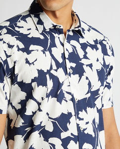Remus Uomo Floral Print Short Sleeve Shirt Navy