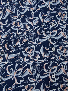 Remus Uomo Floral Pattern Print Shirt Navy