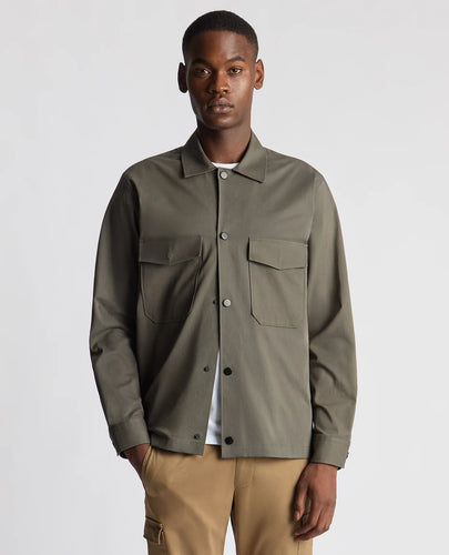 Remus Uomo Cotton Stretch Overshirt Green