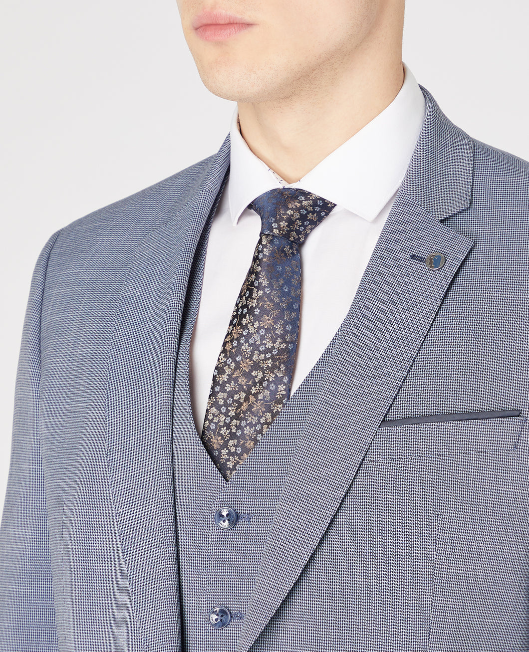 Remus Uomo Micro Houndstooth Suit Blue