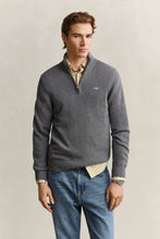 Load image into Gallery viewer, Gant Cotton Knit Half Zip Sweater Dark Melange Grey