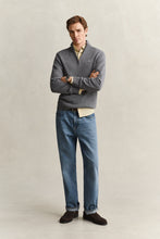 Load image into Gallery viewer, Gant Cotton Knit Half Zip Sweater Dark Melange Grey
