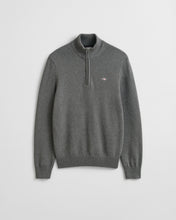 Load image into Gallery viewer, Gant Cotton Knit Half Zip Sweater Dark Melange Grey