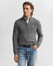 Load image into Gallery viewer, Gant Cotton Knit Half Zip Sweater Dark Melange Grey