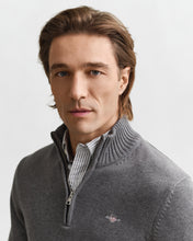 Load image into Gallery viewer, Gant Cotton Knit Half Zip Sweater Dark Melange Grey