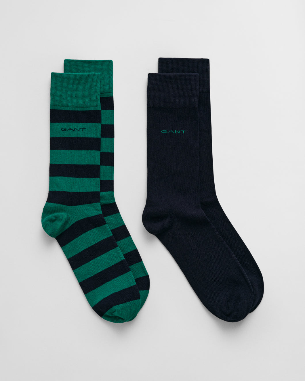 Gant Barstripe And Solid Socks Dark Green