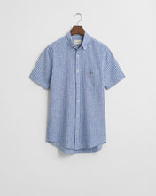 Load image into Gallery viewer, Gant Regular Cotton Linen Stripe Shirt Blue