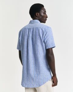 Gant Regular Cotton Linen Stripe Shirt Blue
