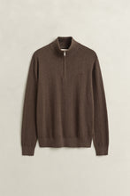 Load image into Gallery viewer, Gant Herringbone Texture Half Zip Jumper Brown Melange