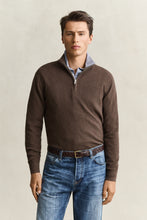 Load image into Gallery viewer, Gant Herringbone Texture Half Zip Jumper Brown Melange