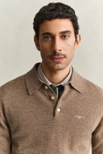 Load image into Gallery viewer, Gant Superfine Lambswool Knit Polo Light Brown Melange