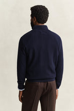 Load image into Gallery viewer, Gant Herringbone Texture Half Zip Jumper Evening Blue