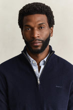 Load image into Gallery viewer, Gant Herringbone Texture Half Zip Jumper Evening Blue