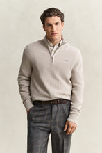 Load image into Gallery viewer, Gant Waffle Knit Half Zip Sweater Clay Beige