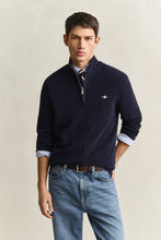 Load image into Gallery viewer, Gant Waffle Knit Half Zip Sweater Evening Blue