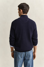 Load image into Gallery viewer, Gant Waffle Knit Half Zip Sweater Evening Blue