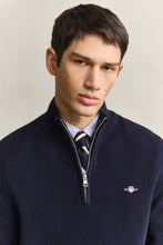 Load image into Gallery viewer, Gant Waffle Knit Half Zip Sweater Evening Blue