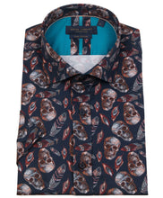 Load image into Gallery viewer, Guide London Skull Print Short Sleeve Shirt Navy