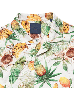 Guide London Tropical Fruit Print Short Sleeve Shirt Cream