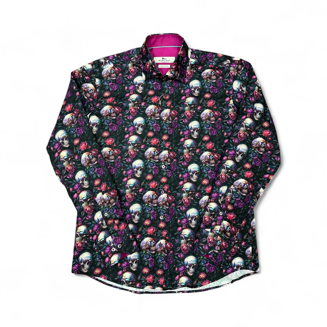 Claudio Lugli Sunglasses Skull Print Shirt Purple