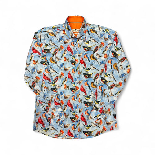 Claudio Lugli Bird Print Shirt Sky Blue