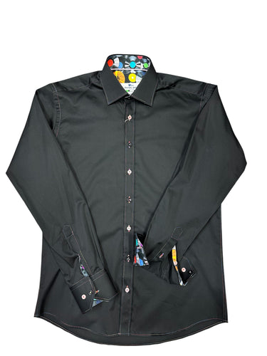 Claudio Lugli Vinyl Trim Shirt Black