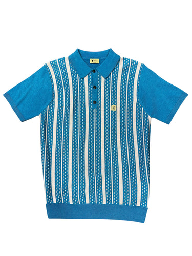 Gabicci Vintage Johnny Knitted Polo Top Aqua