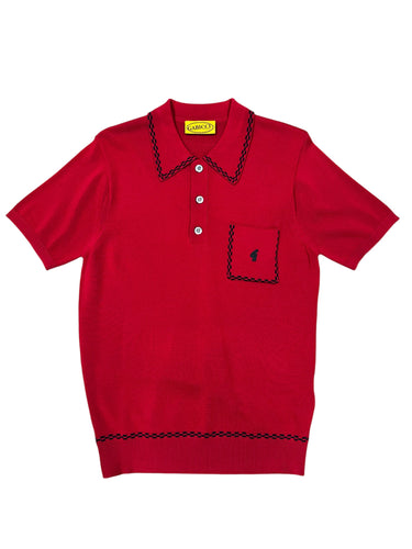 Gabicci Vintage Alexander Knitted Polo Top Cherry