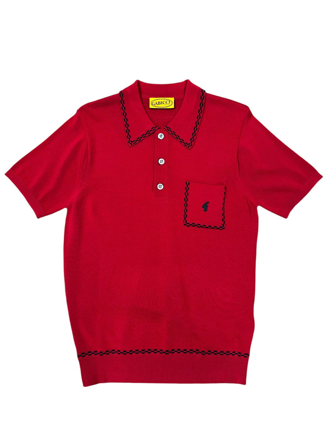 Gabicci Vintage Alexander Knitted Polo Top Cherry