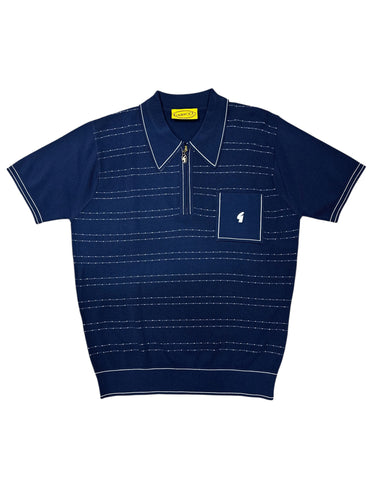 Gabicci Vintage Chris Knitted Polo Top Navy