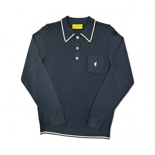 Gabicci Vintage Ned Knitted Polo Top Black