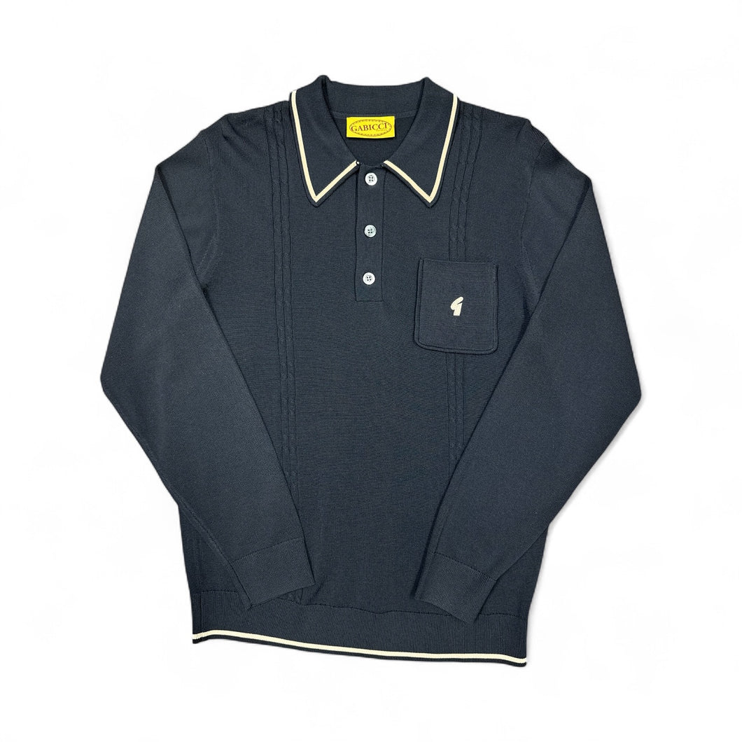 Gabicci Vintage Ned Knitted Polo Top Black