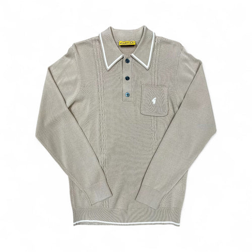 Gabicci Vintage Ned Knitted Polo Top Nutmeg