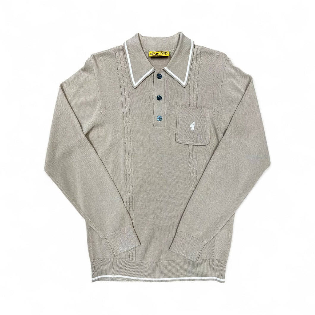 Gabicci Vintage Ned Knitted Polo Top Nutmeg