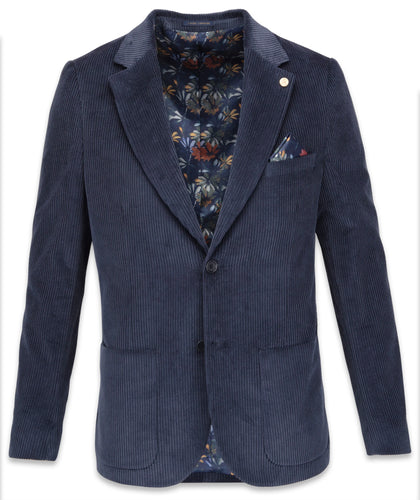 Guide London Corduroy Blazer Steel Blue